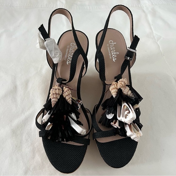 NEW Charles David Seashell Tassel Wedge Sandals 8.5 - Picture 2 of 9